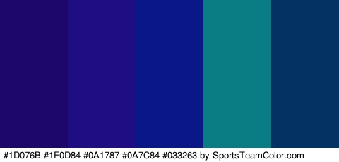 #1D076B #1F0D84 #0A1787 #0A7C84 #033263 Colors