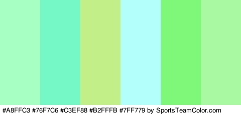 #A8FFC3 #76F7C6 #C3EF88 #B2FFFB #7FF779 #A9F9A2 Colors