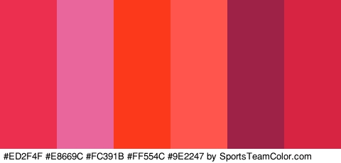 #ED2F4F #E8669C #FC391B #FF554C #9E2247 #D62442 Colors