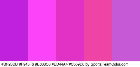 #BF20DB #F945F6 #E033C6 #ED44A4 #C559D6 Colors