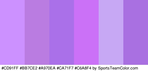 #CD91FF #BB7CE2 #A970EA #CA71F7 #C6A8F4 #A870E0 Colors