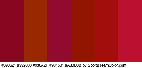 #890621 #992800 #930A2F #931501 #A30D0B #BC1030 Colors