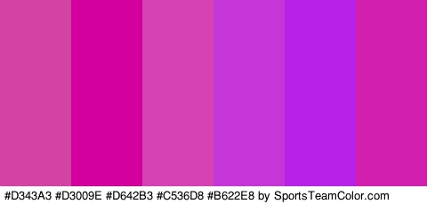 #D343A3 #D3009E #D642B3 #C536D8 #B622E8 #D31FAF Colors