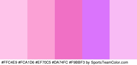 #FFC4E9 #FCA1D6 #EF70C5 #DA74FC #F9BBF3 Colors