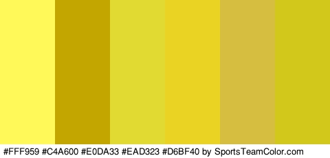 #FFF959 #C4A600 #E0DA33 #EAD323 #D6BF40 #D1C81B Colors