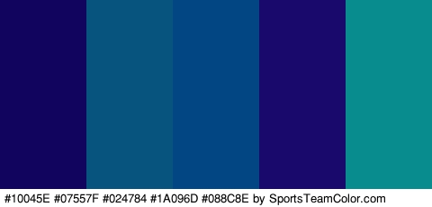 #10045E #07557F #024784 #1A096D #088C8E Colors