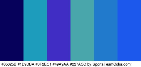 #05025B #1D9DBA #3F2EC1 #49A9AA #227ACC #1E59ED Colors