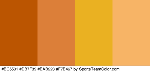 #BC5501 #DB7F39 #EAB223 #F7B467 Colors