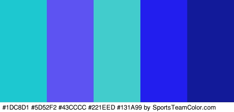 #1DC8D1 #5D52F2 #43CCCC #221EED #131A99 Colors