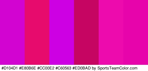 #D104D1 #E80B6E #CC00E2 #C60563 #ED0BAD #E804AB Colors