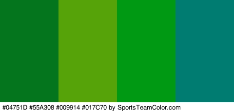 #04751D #55A308 #009914 #017C70 Colors