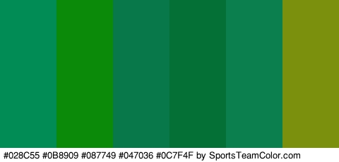 #028C55 #0B8909 #087749 #047036 #0C7F4F #7B910E Colors