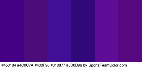 #450184 #4C0C7A #400F96 #310877 #5D0D96 #57077F Colors