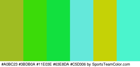 #A0BC23 #3BDB0A #11E03E #63E8DA #C5D306 #4BF4CD Colors