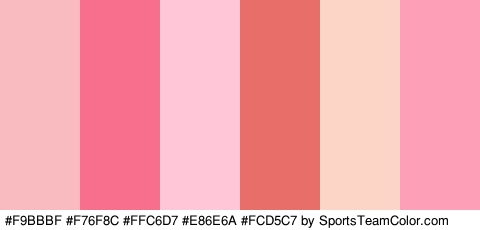 #F9BBBF #F76F8C #FFC6D7 #E86E6A #FCD5C7 #FC9FB7 Colors