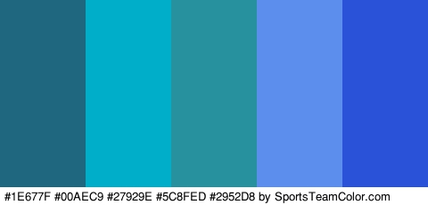 #1E677F #00AEC9 #27929E #5C8FED #2952D8 Colors