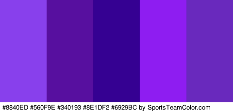 #8840ED #560F9E #340193 #8E1DF2 #6929BC Colors