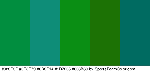 #028E3F #0E8E79 #0B8E14 #1D7205 #006B60 Colors