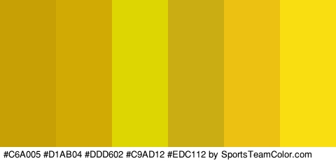 #C6A005 #D1AB04 #DDD602 #C9AD12 #EDC112 #F9DE11 Colors