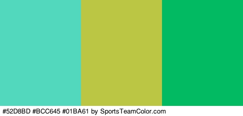 #52D8BD #BCC645 #01BA61 Colors