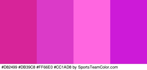 #D82499 #DB39C8 #FF66E0 #CC1AD8 Colors