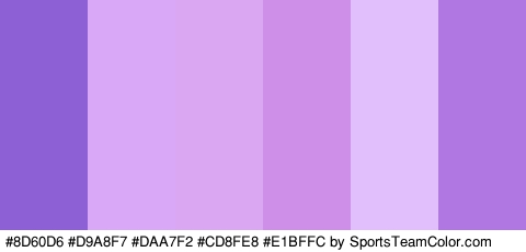 #8D60D6 #D9A8F7 #DAA7F2 #CD8FE8 #E1BFFC #B076E2 Colors