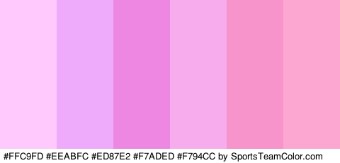 #FFC9FD #EEABFC #ED87E2 #F7ADED #F794CC #FCA6D2 Colors