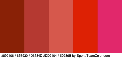 #892106 #B53930 #D6584D #DD2104 #E0286B Colors