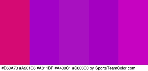 #D60A73 #A201C6 #A811BF #A400C1 #C603C0 Colors