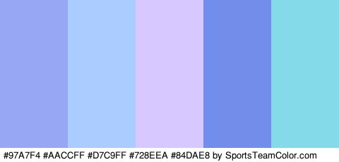 #97A7F4 #AACCFF #D7C9FF #728EEA #84DAE8 Colors