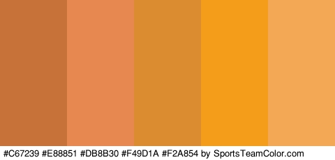 #C67239 #E88851 #DB8B30 #F49D1A #F2A854 Colors