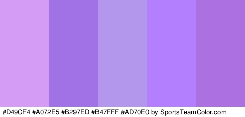 #D49CF4 #A072E5 #B297ED #B47FFF #AD70E0 Colors