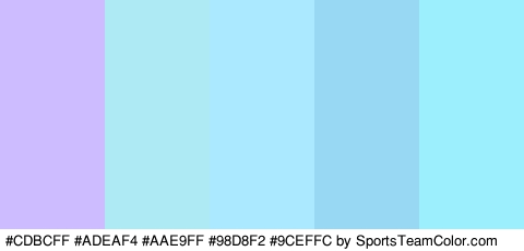 #CDBCFF #ADEAF4 #AAE9FF #98D8F2 #9CEFFC Colors