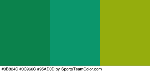 #0B824C #0C966C #95AD0D Colors