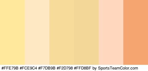 #FFE79B #FCE9C4 #F7DB9B #F2D798 #FFD8BF #F4A570 Colors