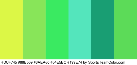 #DCF745 #88E559 #3AEA60 #54E5BC #199E74 #5CDB59 Colors