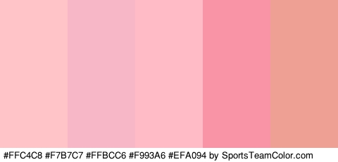 #FFC4C8 #F7B7C7 #FFBCC6 #F993A6 #EFA094 Colors