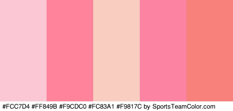 #FCC7D4 #FF849B #F9CDC0 #FC83A1 #F9817C Colors