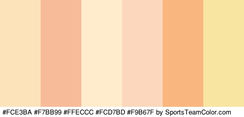 #FCE3BA #F7BB99 #FFECCC #FCD7BD #F9B67F #F9E5A2 Colors