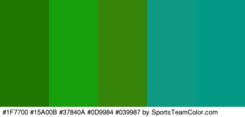 #1F7700 #15A00B #37840A #0D9984 #039987 Colors