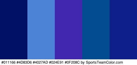 #011166 #4D83D6 #4027AD #024E91 #0F208C Colors