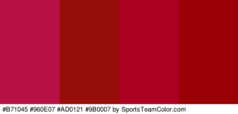 #B71045 #960E07 #AD0121 #9B0007 Colors