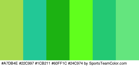 #A7DB4E #22C997 #1CB211 #60FF1C #24C974 #64E57E Colors