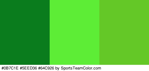 #0B7C1E #5EED36 #64C926 Colors