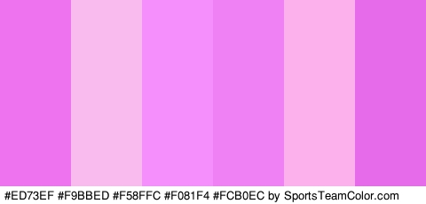 #ED73EF #F9BBED #F58FFC #F081F4 #FCB0EC #E66BEA Colors