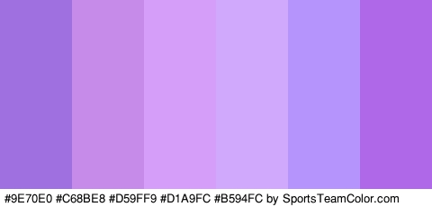 #9E70E0 #C68BE8 #D59FF9 #D1A9FC #B594FC #AE68E8 Colors