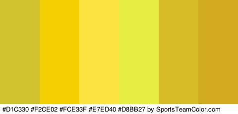 #D1C330 #F2CE02 #FCE33F #E7ED40 #D8BB27 #D1AA1D Colors