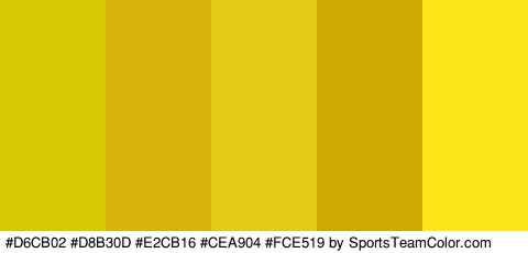 #D6CB02 #D8B30D #E2CB16 #CEA904 #FCE519 Colors