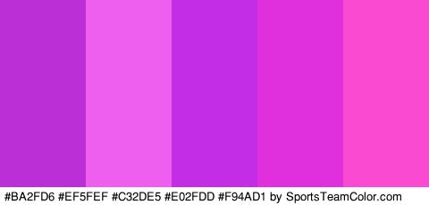 #BA2FD6 #EF5FEF #C32DE5 #E02FDD #F94AD1 Colors