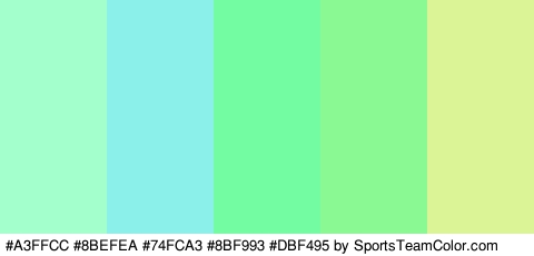 #A3FFCC #8BEFEA #74FCA3 #8BF993 #DBF495 Colors